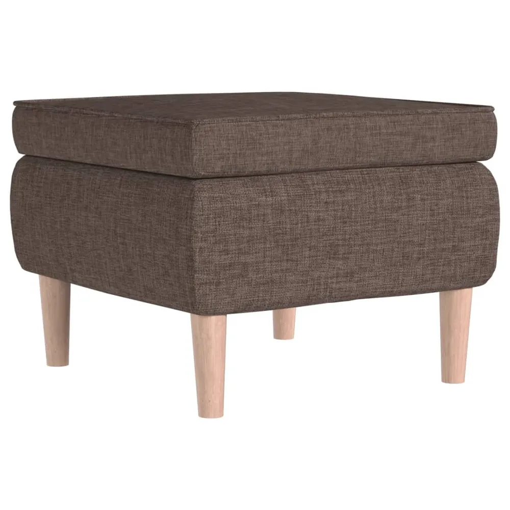 Tabouret assise repose-pieds avec pieds en bois et tissu taupe DEC026321