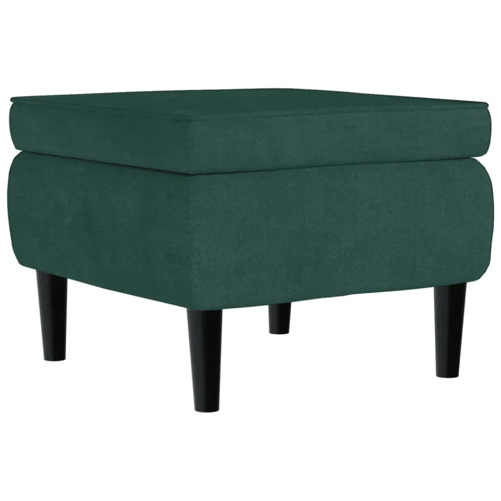 Tabouret assise repose-pieds avec pieds en bois en velours vert sombre DEC026325