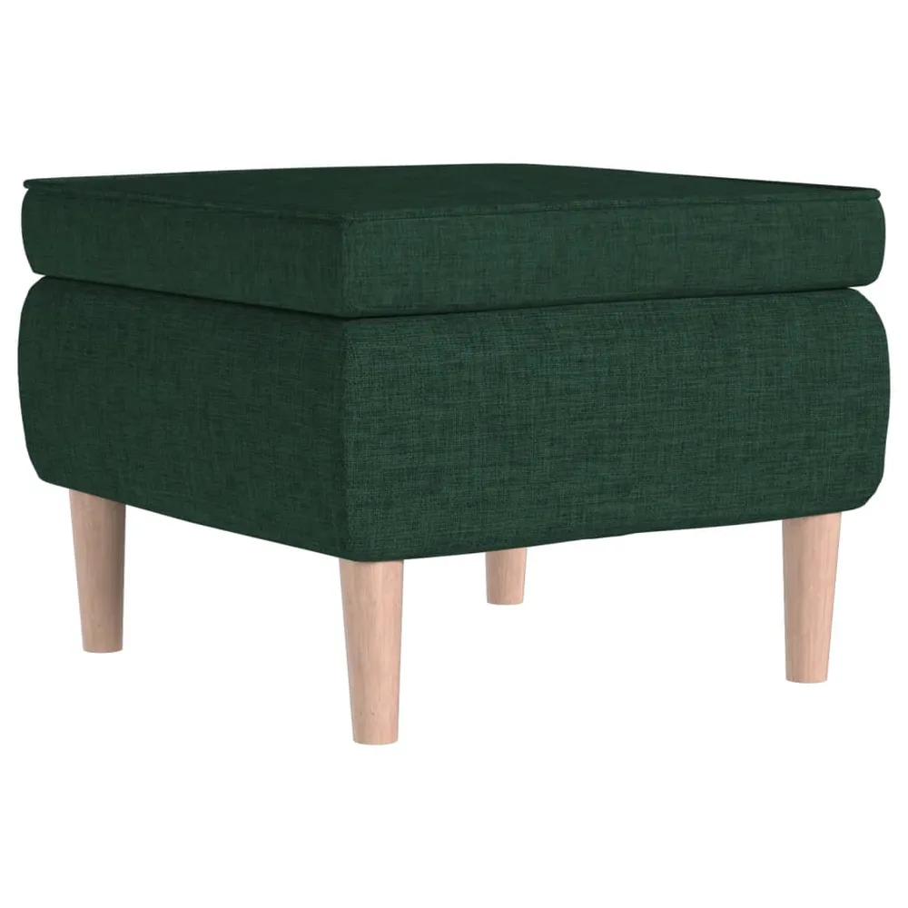 Tabouret assise repose-pieds avec pieds en bois et tissu vert obscur DEC026324