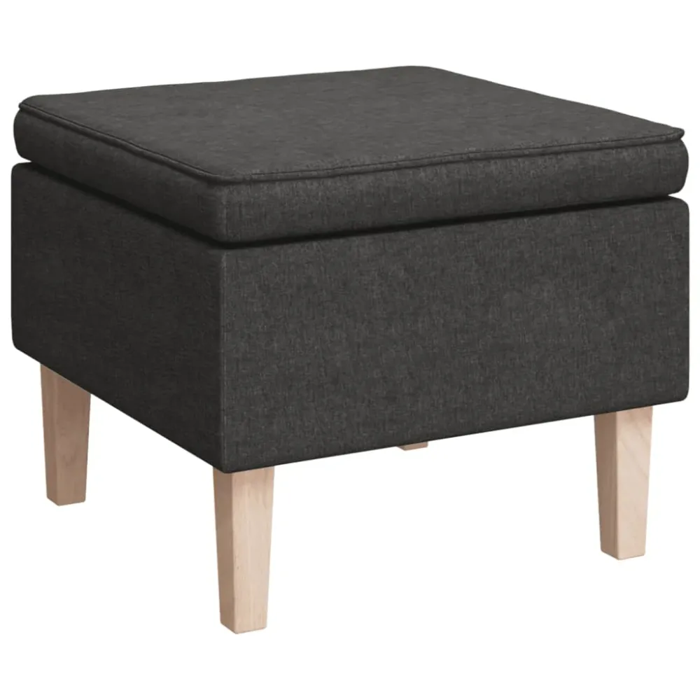 Tabouret assise repose-pieds avec pieds en bois en tissu gris obscur DEC026304