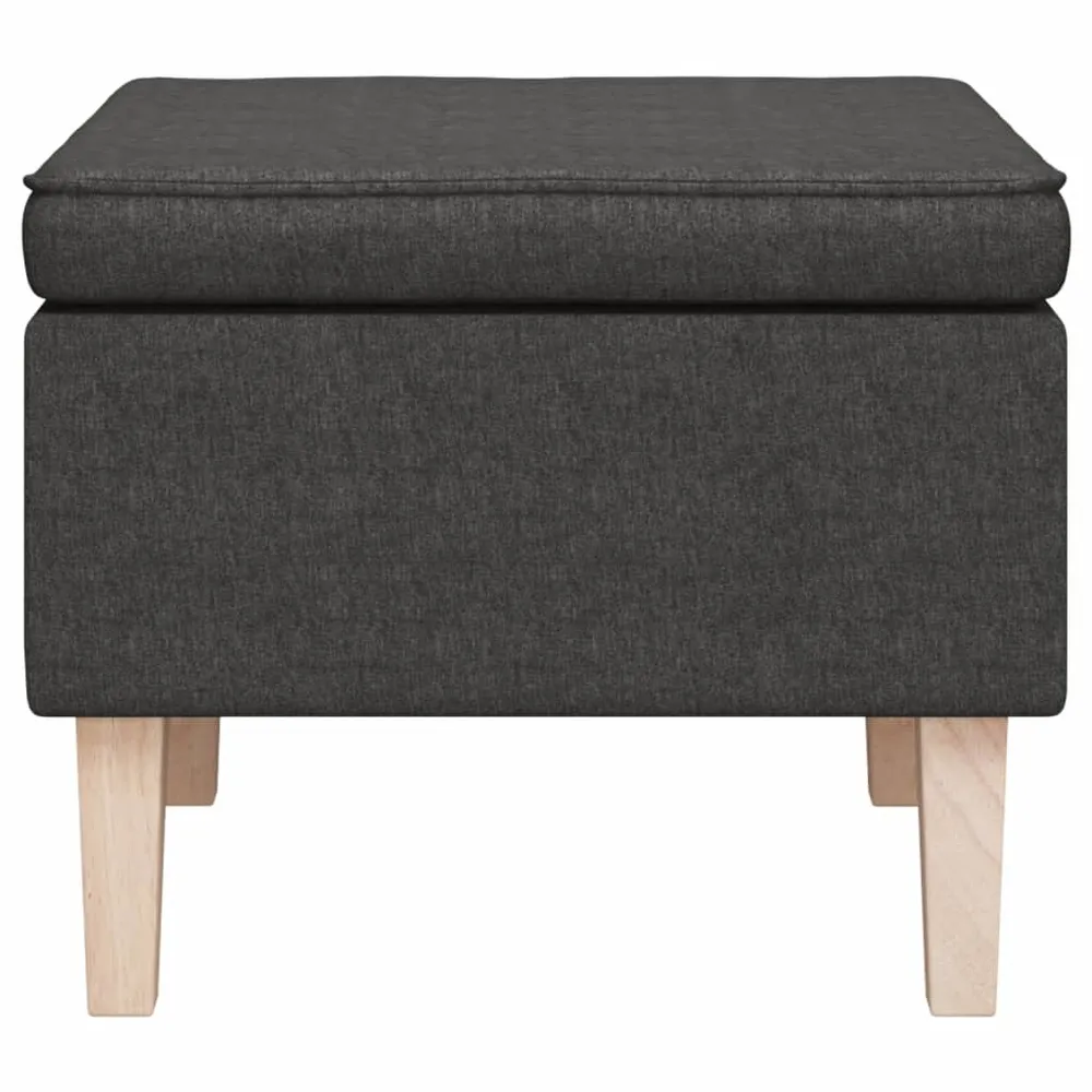 Tabouret assise repose-pieds avec pieds en bois en tissu gris obscur DEC026304