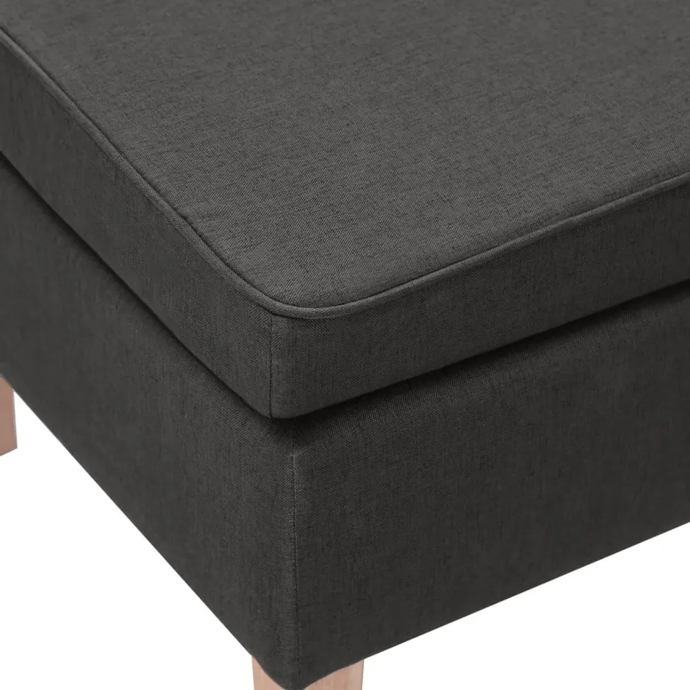 Tabouret assise repose-pieds avec pieds en bois en tissu gris obscur DEC026304