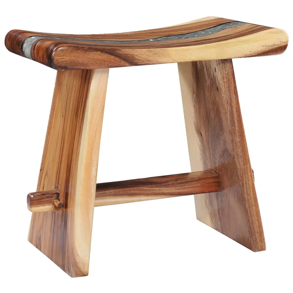 Tabouret assise support plantes en bois de suar robuste et polyrésine multicolore DEC026333