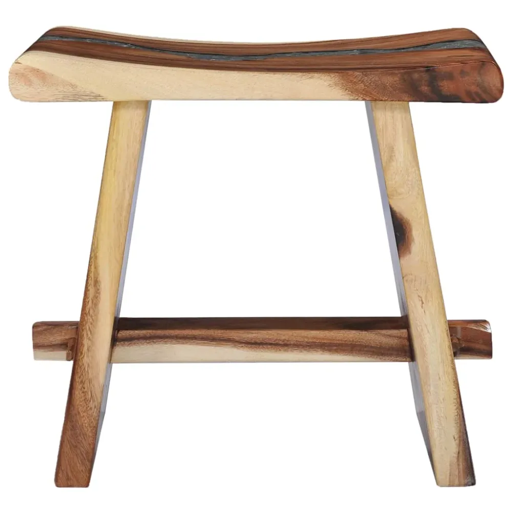 Tabouret assise support plantes en bois de suar robuste et polyrésine multicolore DEC026333