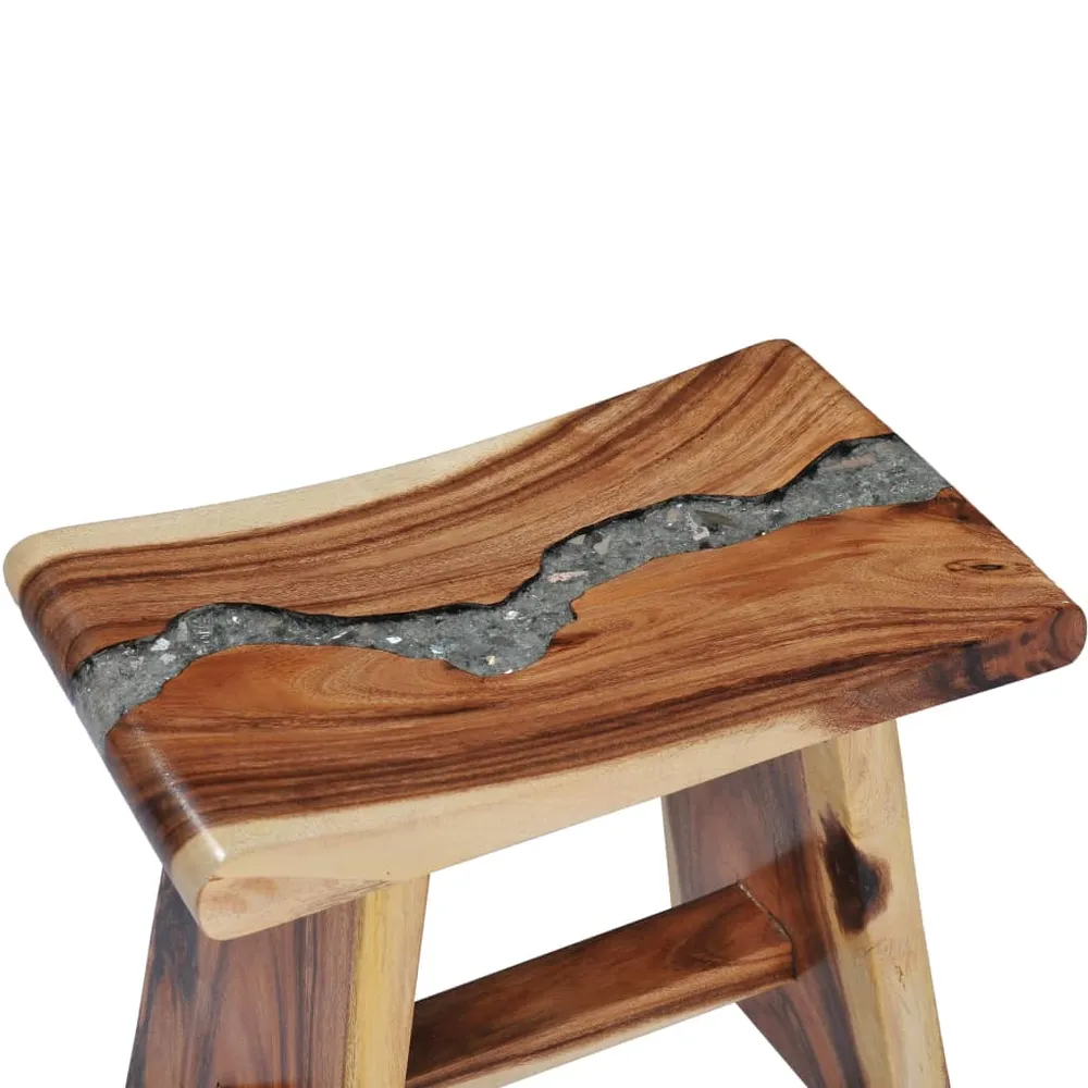 Tabouret assise support plantes en bois de suar robuste et polyrésine multicolore DEC026333