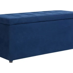 Tabouret avec rangement en tissu bleu marine OREM