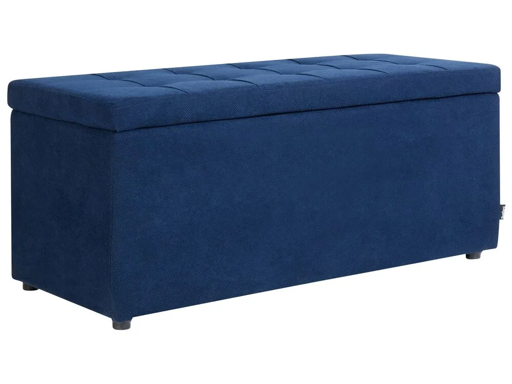 Tabouret avec rangement en tissu bleu marine OREM