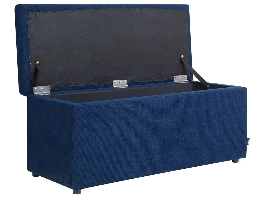 Tabouret avec rangement en tissu bleu marine OREM