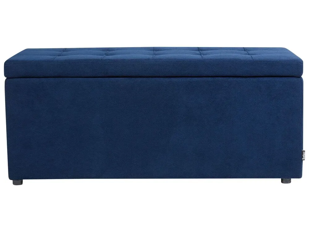 Tabouret avec rangement en tissu bleu marine OREM