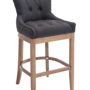 Tabouret de bar avec repose-pied design récent tissu gris foncé etpieds en bois de caoutchouc 10_0001056