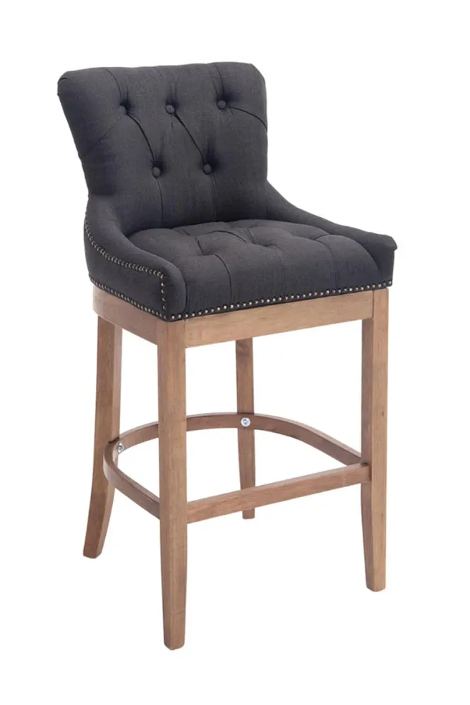 Tabouret de bar avec repose-pied design récent tissu gris foncé etpieds en bois de caoutchouc 10_0001056