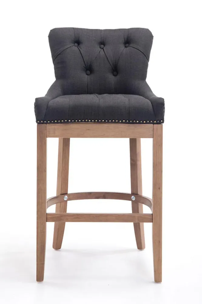 Tabouret de bar avec repose-pied design récent tissu gris foncé etpieds en bois de caoutchouc 10_0001056