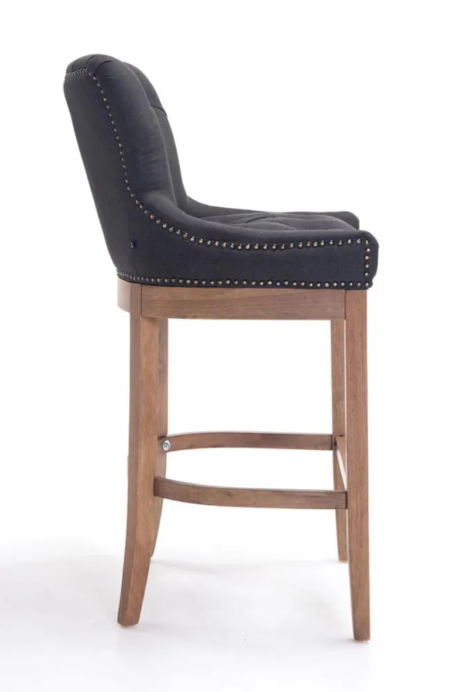 Tabouret de bar avec repose-pied design récent tissu gris foncé etpieds en bois de caoutchouc 10_0001056