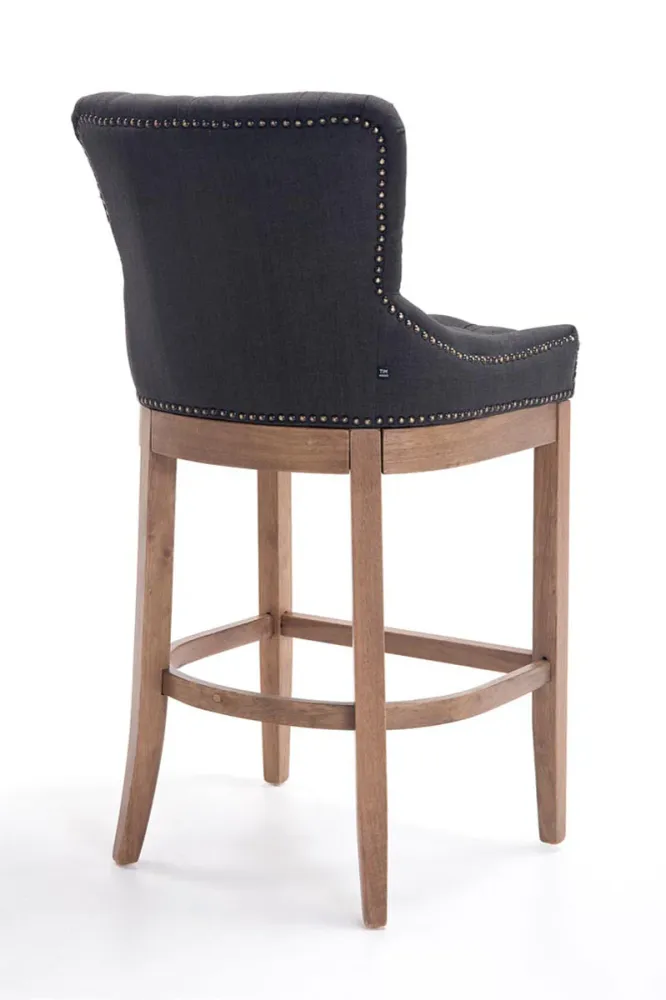 Tabouret de bar avec repose-pied design récent tissu gris foncé etpieds en bois de caoutchouc 10_0001056