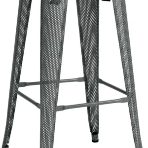 Tabouret de bar avec repose-pieds design industriel empilable en métal perforé gris 10_0004869