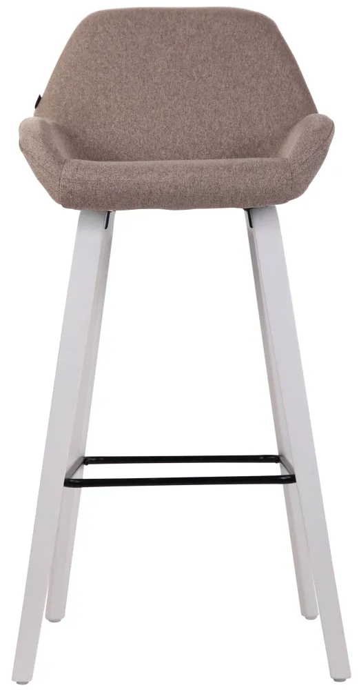 Tabouret de bar chaise haute x 1 avec repose-pieds design novateur en tissu taupe pied en bois couleur blanc 10_0006425