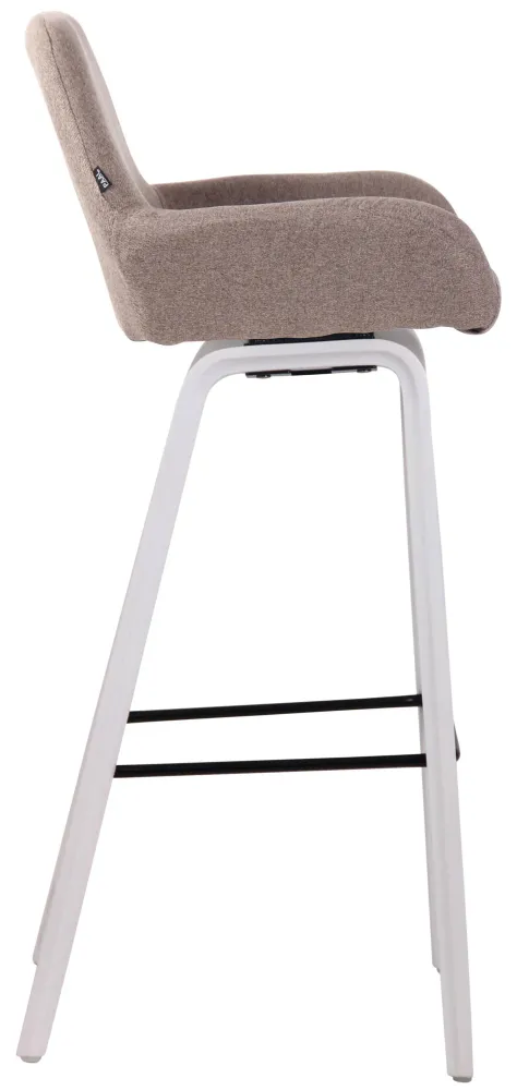 Tabouret de bar chaise haute x 1 avec repose-pieds design novateur en tissu taupe pied en bois couleur blanc 10_0006425