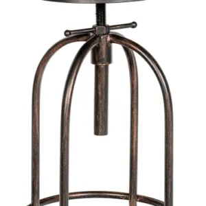 Tabouret de bar x1 design industriel avec dossier repose-pieds en bois et métal bronzé 10_0005823