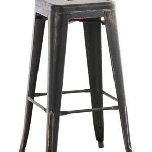 Tabouret de bar empilable avec repose-pieds design industriel métal noir et doré 10_0000036