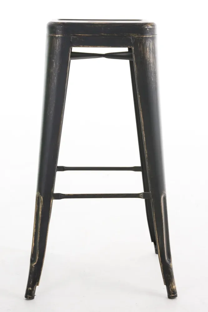 Tabouret de bar empilable avec repose-pieds design industriel métal noir et doré 10_0000036