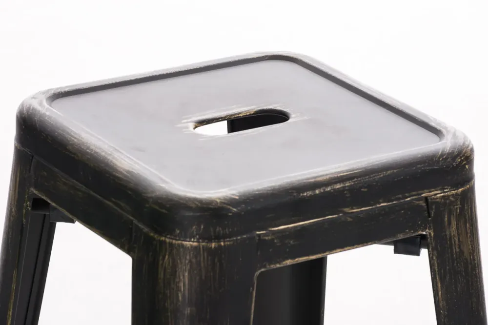 Tabouret de bar empilable avec repose-pieds design industriel métal noir et doré 10_0000036