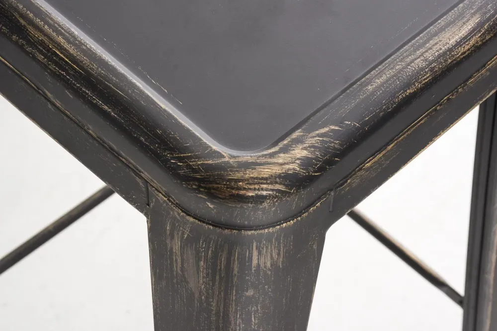 Tabouret de bar empilable avec repose-pieds design industriel métal noir et doré 10_0000036