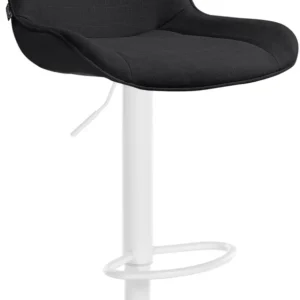 Tabouret de bar x1 pivotant forme ergonomique surpiqûres décoratives en tissu noir cadre en métal blanc 10_0005912