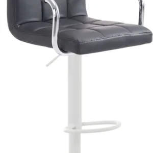 Tabouret de bar repose-pieds en synthétique noir pieds trompette en métal blanc mat TDB10528