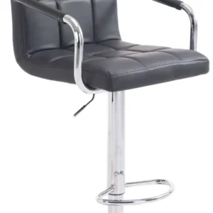 Tabouret de bar repose-pieds en synthétique noir pieds trompette en métal chromé TDB10518