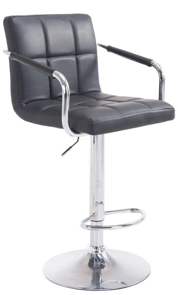 Tabouret de bar repose-pieds en synthétique noir pieds trompette en métal chromé TDB10518