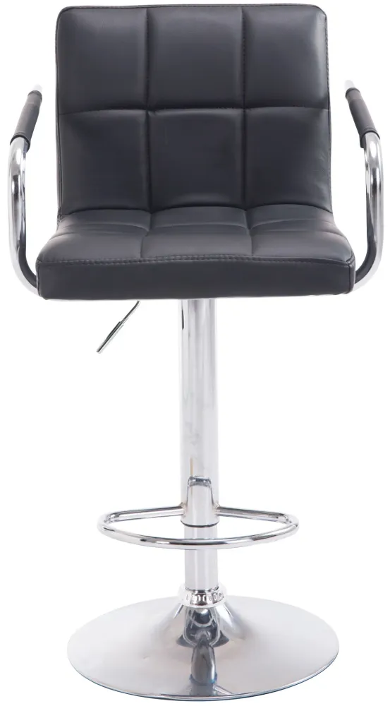 Tabouret de bar repose-pieds en synthétique noir pieds trompette en métal chromé TDB10518