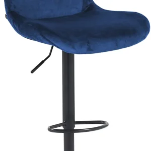 Tabouret de bar x1 réglable en hauteur et rotatif repose-pieds en velours bleu cadre en métal noir 10_0006015