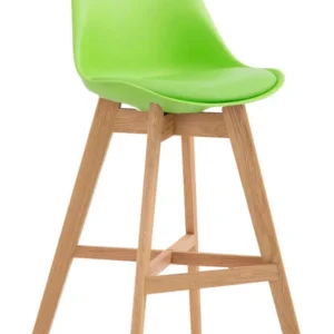 Tabouret de bar style scandinave avec repose-pieds en bois assises en plastique et synthétique vert TDB10370