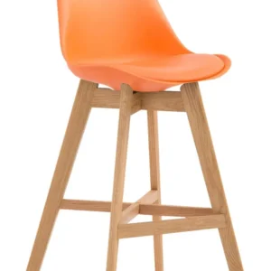 Tabouret de bar style scandinave avec repose-pieds en bois assises en plastique et synthétique orange 10_0000933