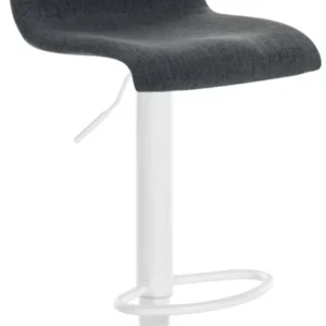 Tabouret de bar x1 en tissu gris foncé cadre métal blanc repose-pieds style tendance 10_0005861