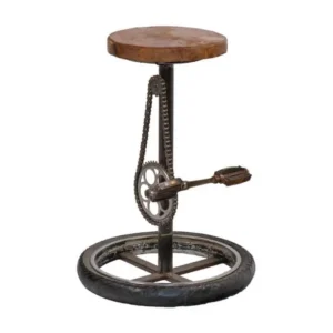 Tabouret H. 75 cm en bois avec pneu de vélo et métal recyclé - BICI