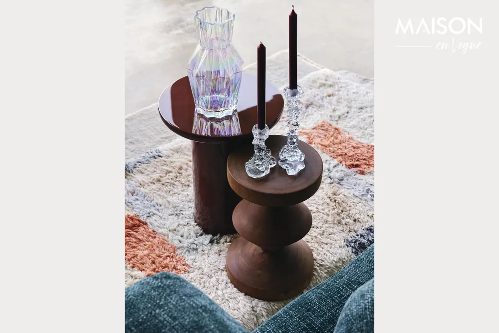 Tabouret en bois Dimb cognac Zig zag Pols Potten - 45cm