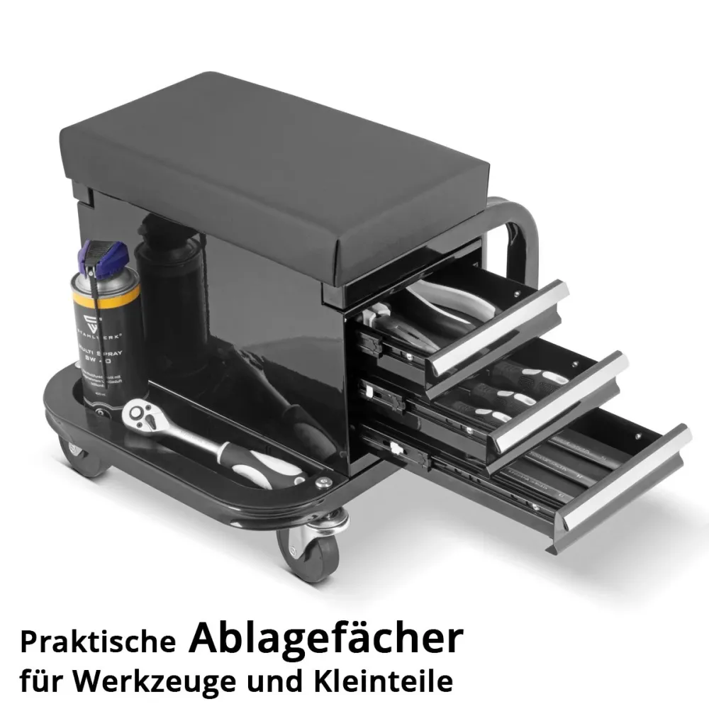 Tabouret d'atelier Stahlwerk MWH-3 ST avec un siège d'atelier de capacité de charge de 120 kg | Président de l'atelier | T...