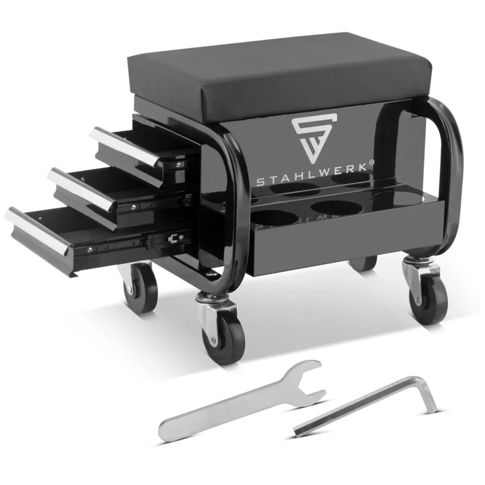 Tabouret d'atelier Stahlwerk MWH-3 ST avec un siège d'atelier de capacité de charge de 120 kg | Président de l'atelier | T...