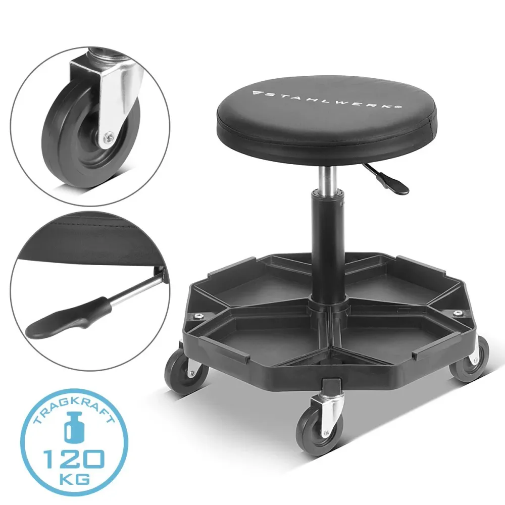 Tabouret d'atelier Steelworks WRH-57 ST avec un siège d'atelier de capacité de charge de 120 kg | Président de l'atelier |...