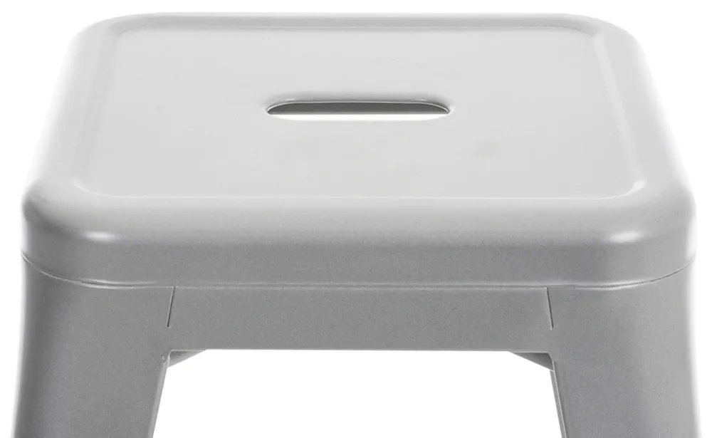 Tabouret hauteur 46 cm design industriel en métal argenté 10_0006877