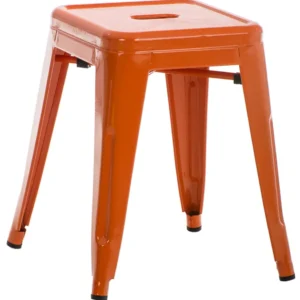 Tabouret hauteur 46 cm design industriel en métal orange 10_0005591