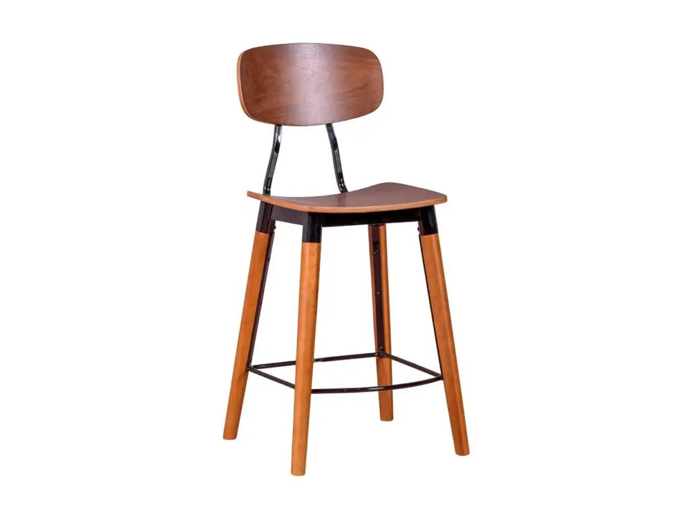 Tabouret industriel en bois de noyer - Copine - Noyer