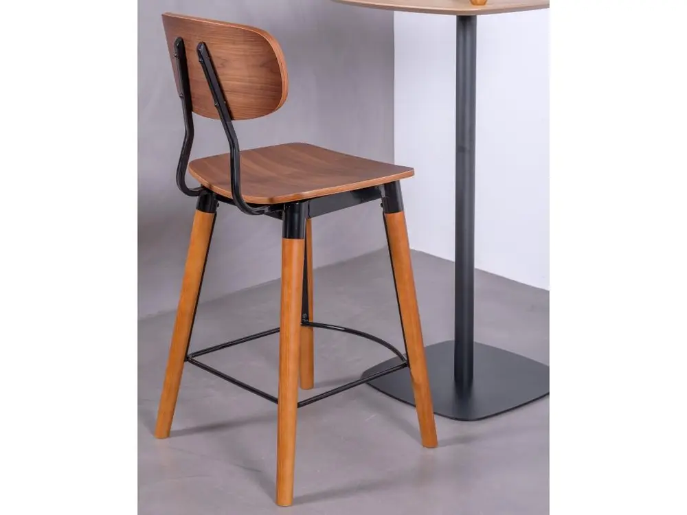 Tabouret industriel en bois de noyer - Copine - Noyer