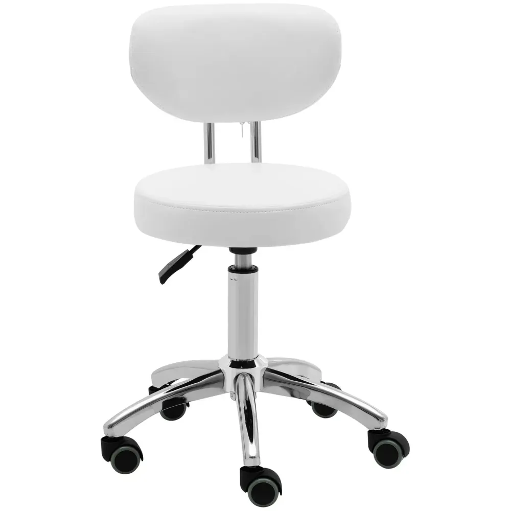 Tabouret à roulette professionnel avec dossier 60 cm 150 kg blanc 14_0010098
