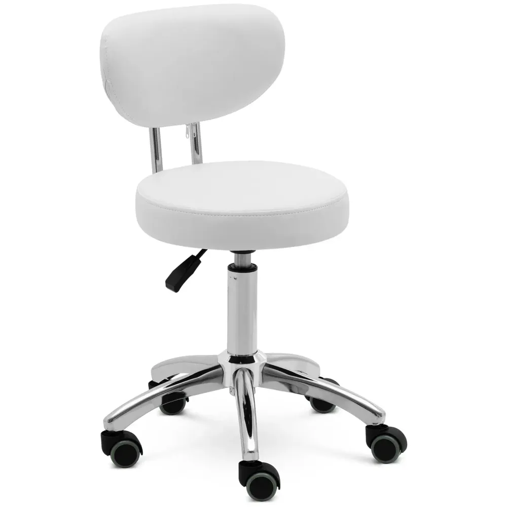 Tabouret à roulette professionnel avec dossier 60 cm 150 kg blanc 14_0010098