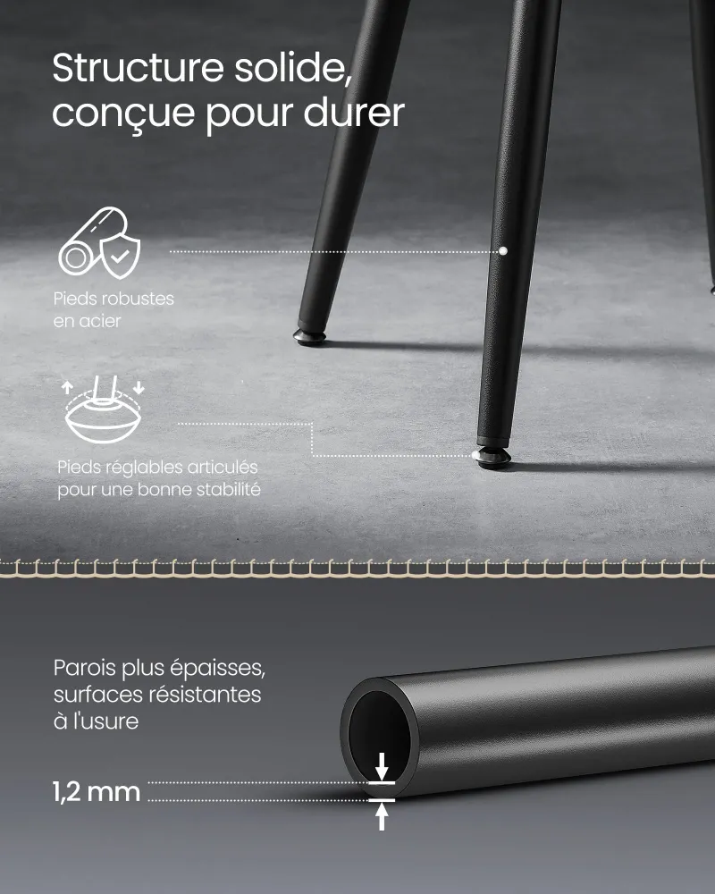 Tabouret de salle à manger chaise de cuisine tabouret de coiffeuse pu avec coutures novateur mi-siècle hauteur 48,2 cm sal...