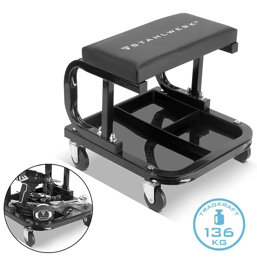 Tabourets d'atelier Steelworks WRS-35 ST avec 136 kg de charge de charge atelier Chaise d'atelier | Tabouret roulé | Tabou...