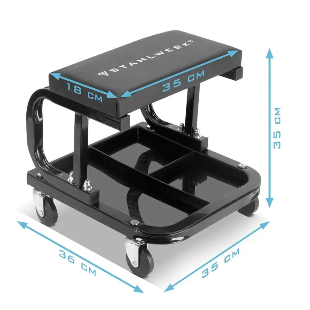 Tabourets d'atelier Steelworks WRS-35 ST avec 136 kg de charge de charge atelier Chaise d'atelier | Tabouret roulé | Tabou...