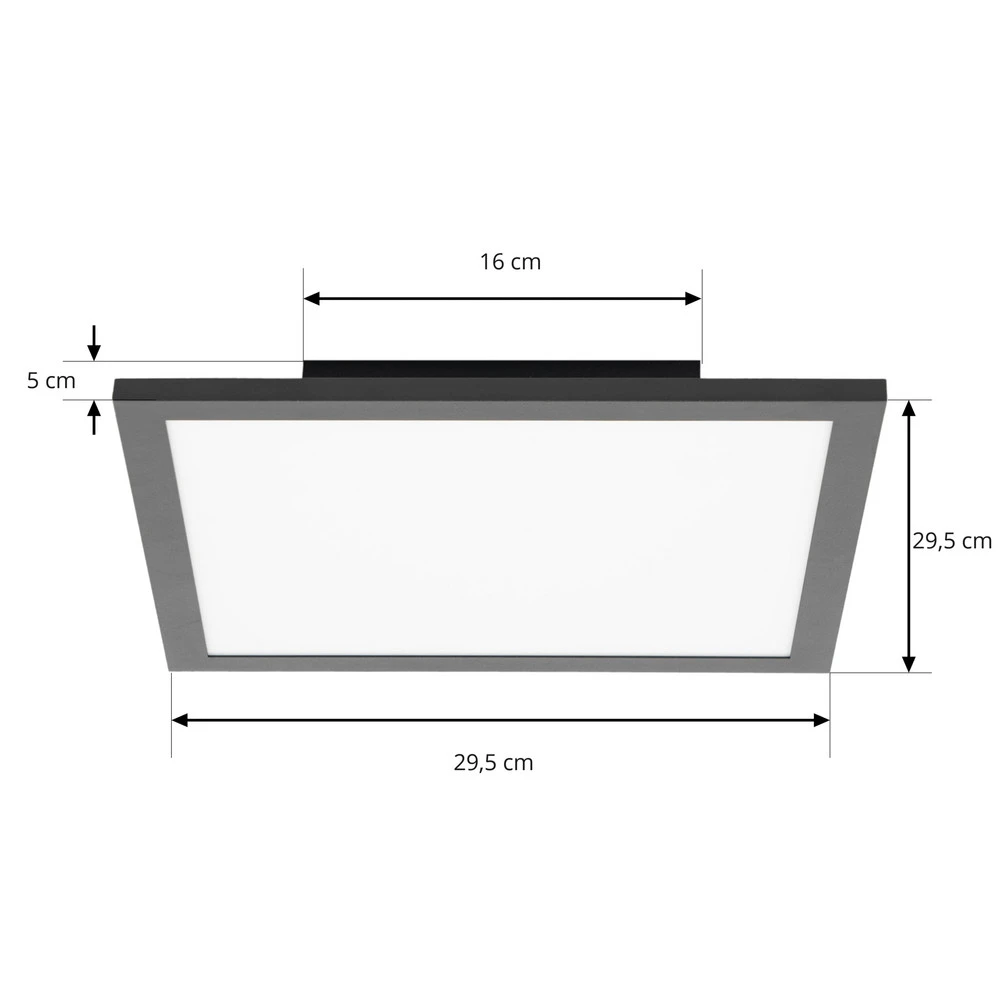 Lindby Panneau LED Lamin, noir, 30 cm, aluminium, CCT, télécommande avec Support de Plafond